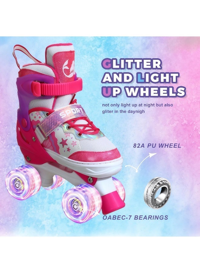 EASY FUTURE Roller Skates for Kids with Flashing Wheels Adjustable Size Double Row 4 Wheel Skates for Boys Girls Including Protective Gear 2 Colors 2 Sizes to Choose NO.1303P - Image 2